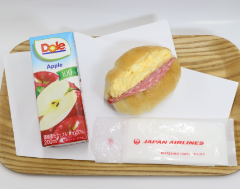 Bologna Sausage and Egg Salad Roll Sandwich & Apple Juice